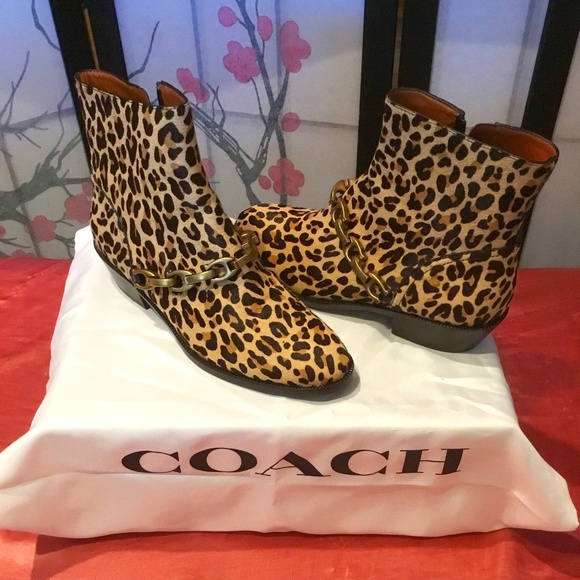 Coach Shoes - Coach Allen Bootie Leopard Boots 8.5